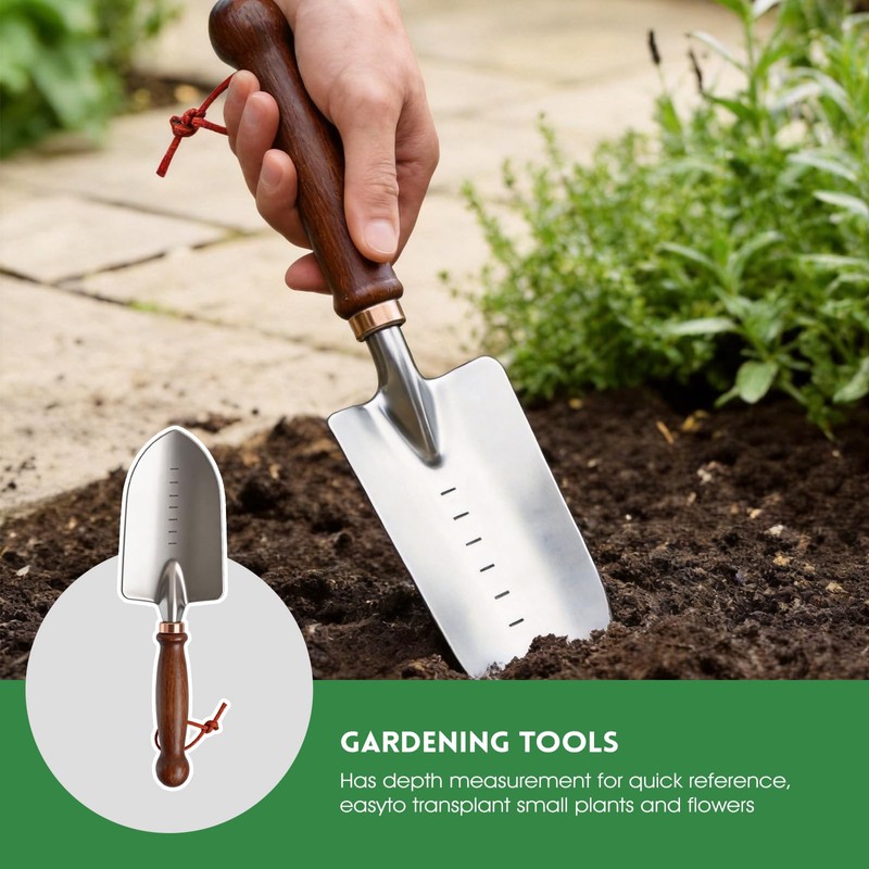 Zenrok Garden Tools, 4 Pack Garden Shovel with Wooden Handles