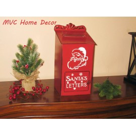 Wholesale Home Decor Red Santa's Letters Box White Embossed Santa Face & Letters