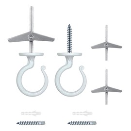 Heavy-Duty Ceiling Hook for Multiple Surfaces - Supports 40 lbs, Versatile for Wood, Concrete & Drywall, Easy Install (2, White)