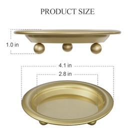 Apsvwys Gold Candle Holders for Pillar Candles, 2PCS Metal Candle Plate Stand for Scented & LED Candles - Versatile Pillar Candle Holder Decor for Living Rooms, Dining Tables, Weddings