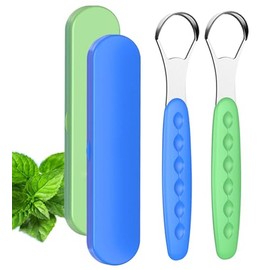 Limpiador de Lengua Acero Inoxidable con Estuche de Transporte. Raspador de Lengua