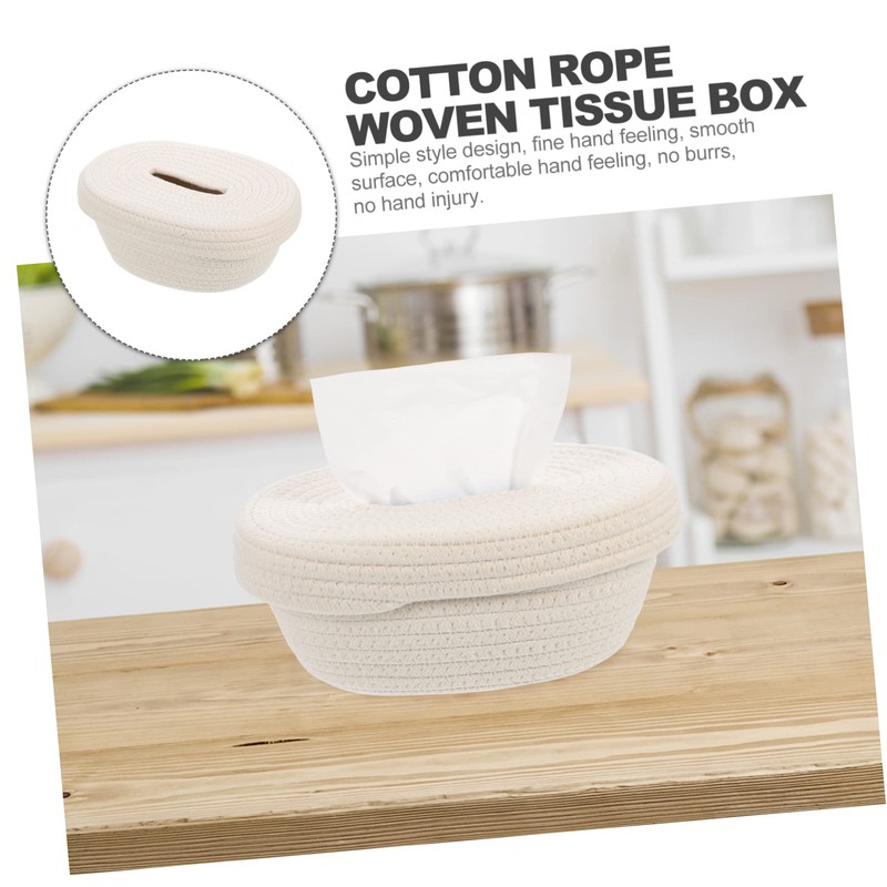Gatuida Cotton Rope Woven Tissue Box Reusable Tissue Holder for