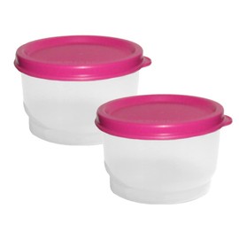 Tupperware 4 Ounce Snack Cups Set of 2 with Pink Seals