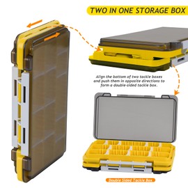 QualyQualy Fishing Tackle Box, Small Tackle Box Organizer with Removeable Diveders, 2 in 1 Small Fishing Tackle Box Organizer, Plastic Storage Box, Yellow, 4 Pack (4, Yellow)