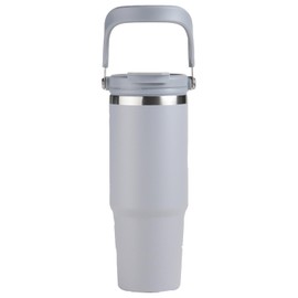 SENSO® Venture DuoFlow 30 oz Vacuum Insulated Stainless Steel Travel Tumbler - Double-Wall Insulated with Copper Lining, Flip-Top Lid, and Handle (GRAY)