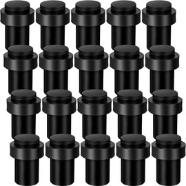 Chumia 30 Pcs Door Stops Floor Mounted Door Stopper Stainless Steel Cylindrical Floor Door Stop Modern Decorative Rubber Bumper Door Holder Wall Protector Doorstop for Bottom or Top of Door (Black)