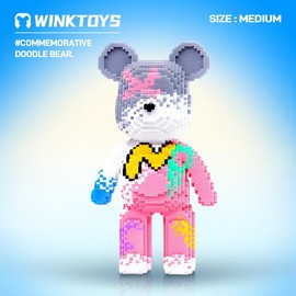 Bear Building Block,Winktoys building block, Bear Toys,Birthday Gift,Festival gift,building sets,Educational Building Blocks,Trend Decoration,Cool:_Love Patchwork Wave Bear