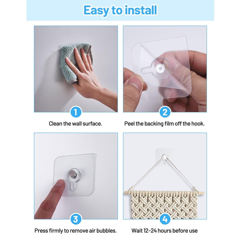 30 Pcs Adhesive Picture Hooks, 20 Ibs Load Heavy Duty