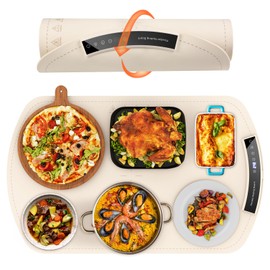 Food Warming Mat, Electric Warming Tray for Buffets & Parties, Silicone Heating Mat for Food with 9 Temperature Settings, Roll-Up Storage, 25.8"x15.6"