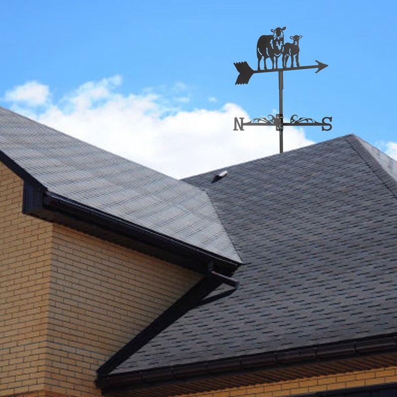 Metal Weather Vane Black Cute Animal Design Sturdy Durable Decorative