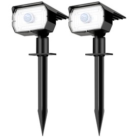 nipify Solar Spot Lights Outdoor Motion Sensor with 3 Modes, Solar Spotlights Outdoor Waterproof 2-in-1 Auto On/Off Landscape Lighting for Outside Yard Wall Garden Pathway, Cool White