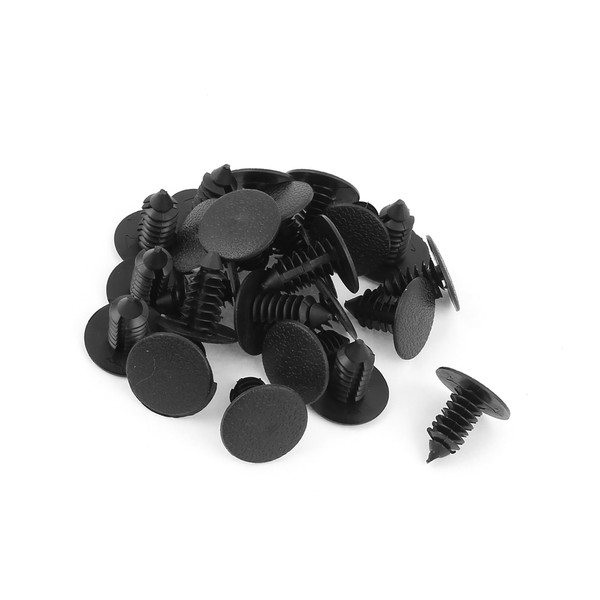 Motoforti Universal Car Rivets Fender Bumper Push Clips,9mm Hole Dia,Plastic,Black,24