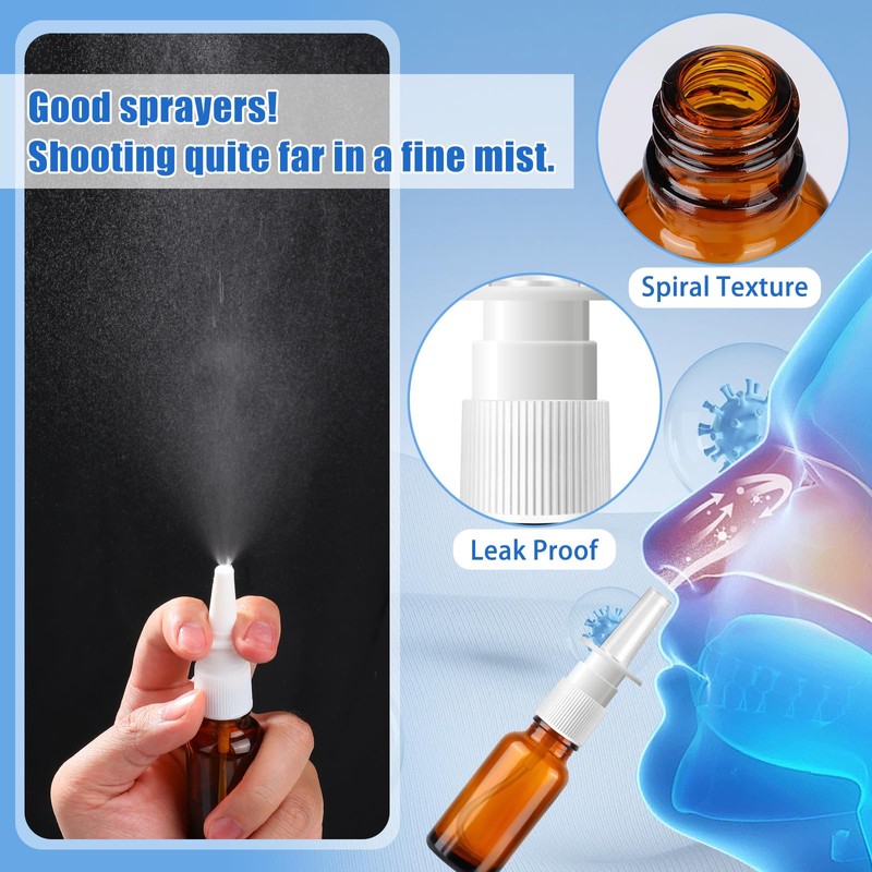 ZHWKMYP 10 Pcs Nasal Spray Bottle, 20ML/0.7OZ 6 Pcs Fine