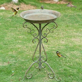 MNRYLKB Dia 18" W*29" H Large Bird Bath with Stand, Bird Baths for Outdoors, Metal Bird Bath with Large Bowl, Bird Feeder Seed Tray,Birdbath Garden Decor