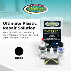 Plastex Plastic Repair Kit - Easily Glue, Repair or Remake Broken Plastic, Fiberglass, Wood & More!. (Standard Black Kit)