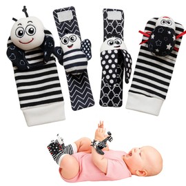 Sensory Toys for Babies and Newborn Toys, 4-Piece Set of Bee and Ladybug Sensory Toys for Infants 0-6 Months, Newborn Toys for Visual Stimulation, Ideal Gift for Newborns