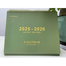Desk Calendar 2025-2026,July 2025 to Dec 2026 18 Months Standing Flip Desk Calendar with Stickers,10" x 8" Desktop Calendar for Home Office School,Green
