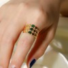 Dikixe Luxury Yellow GoldPlated Three-layer Inlaid Malachite Stone Rings for