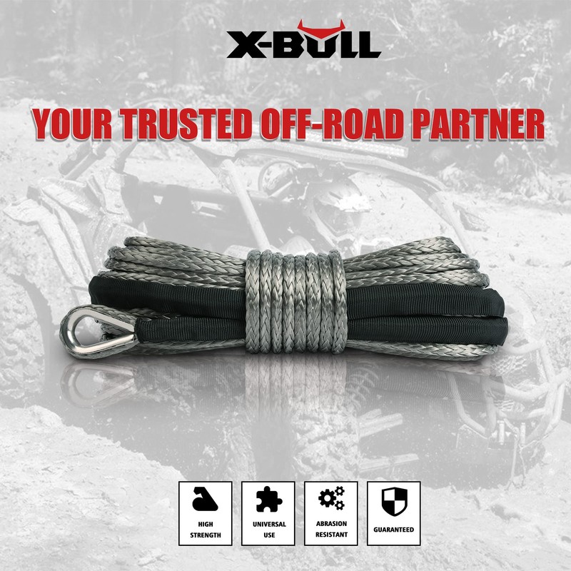 Xbull 5.5MM x 13M Synthetic Winch Rope with Hook Electric
