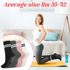 PetGlimmer 4 Paar Rutschfeste Socken Damen, Pilates Socks, Stoppersocken für Damen, Stoppersocken Yoga-Socken für Yoga, Barre,Tanz, Home Fitness,Trampolin, Kampfsport, Krankenhaus