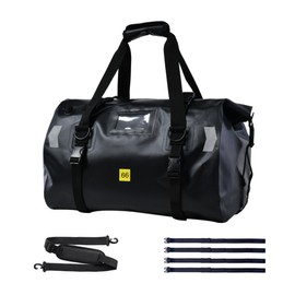 Waterproof Duffel Bag，Roll-Top Heavy Duty Dry Duffle Bag，Motorcycle Dry Bag，with Quick-fixed Straps，with Large Storage Space, Perfect for Traveling, Camping, Kayaking, Fishing & Canoeing (black, 66L)