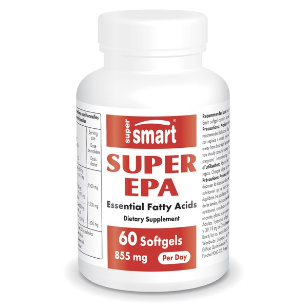 Supersmart - Super EPA 855 mg Per Day - Natural Omega 3 Supplement with EPA and DHA - Improves Memory | Non-GMO & Gluten Free - 60 Softgels