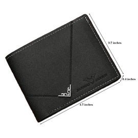 MUFANDUO Slim Wallet for Men with Money Clip, Minimalist Wallet with Zipper, Bifold Mens Wallets with Credit Card Holder, PU Leather Men's Wallet with Coin Purse, Carteras Para Hombres (Black V)