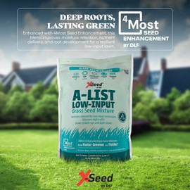 A-List Low Input Mixture Lawn Seed - Premium Grass Seeds for Lawn Repair Over Seeding and Thickening Ideal for Low Maintenance Drought-Resistant Lawn for High Traffic Sun and Light Shade Mix, 3 Pounds