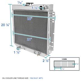 Spec-D Tuning 3 Core Manual Transmission 20" Driver/Left Side Radiator Compatible with 1969-1970 Ford Mustang/Falcon V8