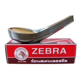 Zebra Spoon Pack of 24 Zebra Thai Chinese Asian Stainless Steel Rice Soup Spoons (2, A)