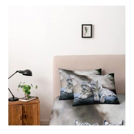 DXHOME Leopard Bed Linen 135 x 200 cm 3D Effect Animal Motif Bed Linen Set of 2 Soft Cosy White Microfibre Reversible Bed Linen for Teenagers Children Single Bed with Zip and Pillowcase 80 x 80 cm