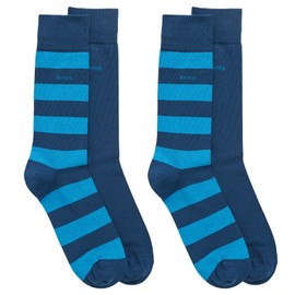 BOSS Men's 4 Pack RS Block Stripes and Plain CC Socks, Dark Blue, Dark Blue 404
