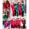 SWOMOG Couples Satin Pajamas Set Mens Matching Silk Long Sleeve