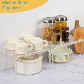 HENABLE 1 paquete de organizador de gabinete acrílico, organizador de encimera de cocina, estante de especias transparente, gabinetes elevadores de estantes para baño, escritorio, tocador, armarios y