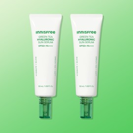 Innisfree Green Tea Hyaluronic Acid Calming Moisture Sun Serum SPF50+ PA++++ 50ml, 2 pcs. / 이니스프리 그린티 히알루론산 진정 수분 선세럼 SPF50+ PA++++ 50ml, 2개