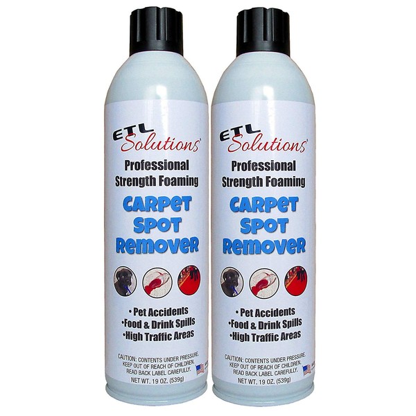 ETL Solutions Professional Strength Foaming Carpet Spot Remover. Neutralizes Pet Stains on Carpets, Fabrics Upholstery - 19oz (Value 2 Pack)