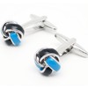 Jonwo Black and Blue Twist Knot Men Cuff Links for