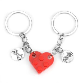 MUCOOS Sweet Matching Heart Keychain,Brick Heart Keychain for Couples, Girlfriend Gifts, Boyfriend, Husband Birthday Gift,Matching Keychains for Couples,Couple Keychain for Valentine's Day,Red