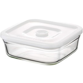 iwaki(イワキ) 耐熱ガラス 密閉容器 ホワイト M 径15.5×高さ5.5cm 450ml パック & レンジ C3247MP-W