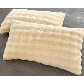 KOIUEYW White Cuddly Blanket, Warm Cuddly Sofa Blanket, Cuddly Couch Blanket, Fluffy Blanket, Striped Design, Cuddly Blanket for Sofa, Wool Blankets for Couch, 48 x 48 cm