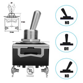 Heavy Duty Rocker Toggle Switch 15A 125V / 250V SPST 3 Pin ON/Off/ON Switch Metal Bat Waterproof Boot Cap Cover - 6 Pack by MUZHI