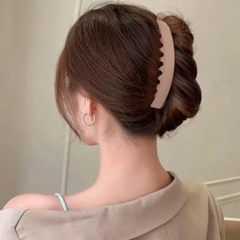 Deozu 3 Pcs Frosted Banana Hair Clips, Classic Double Combs Large Banana Clip, Non-Slip Hair Claw Clips, Big Hair Accessories for Women (Black+Brown+Khaki)