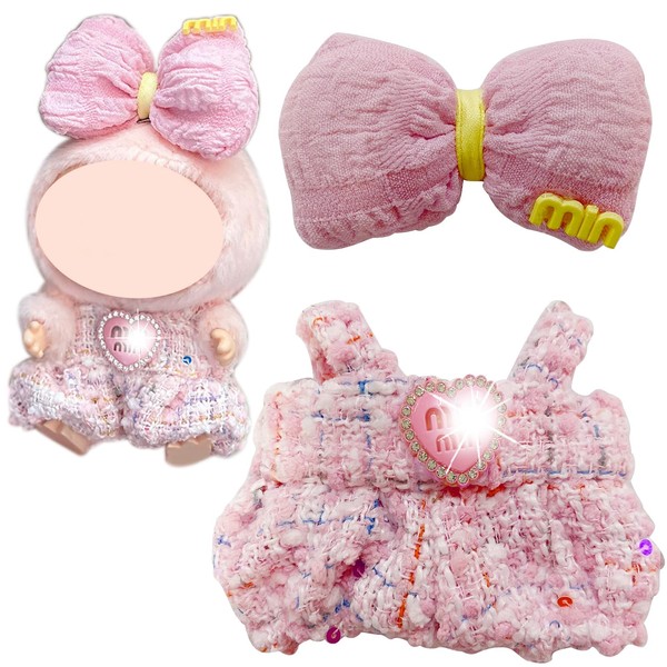 Joycabin Stylische Puppenkleidung für 17cm Plüschpuppe, Kleid + Haarschmuck mit