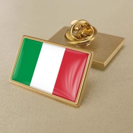 SHEPUT Italy flag resin lapel pin Italian badge brooch (rectangle)