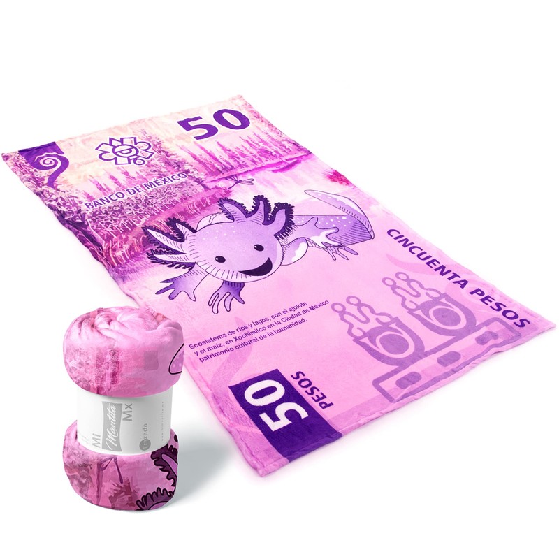 Frazada Ajolote Cobija Billete 50 Tela Polar 160x210cm Matrimonial