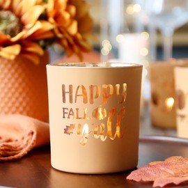 WDHODEC Fall Candle Holders Orange Votive Candle Holders for Thanksgiving Party, Bedroom, Kitchen, Table Décor Fall Decorations Indoor
