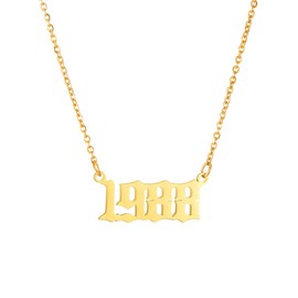 AFSTALR Birthday Year Necklace Women Gold Pendant Jewellry Birthday Gifts Custom Year 1988 Gold