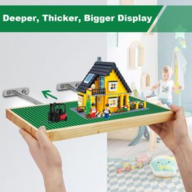 Vivise Display Shelves for Building Bricks 48X24 Stud Base Plate Wooden Wall Mount Shelf Display for Wall Compatible with All Toy Block Brands (Size 16X8 Inch) (2, Green)