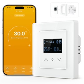 MIUCDA Smart WLAN Thermostat 55 x 55 mm, Electric Underfloor Heating Room Thermostat Digital Heating Thermostat Compatible with Alexa, Google Home