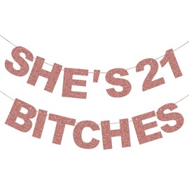 Rose Gold 21st Birthday Decorations for Her - 21 Birthday Photo Backdrop Sign, Funny Happy 21st Birthday Banner, 21st Birthday Party Supplies - 21st Birthday Decorations for Girls Women